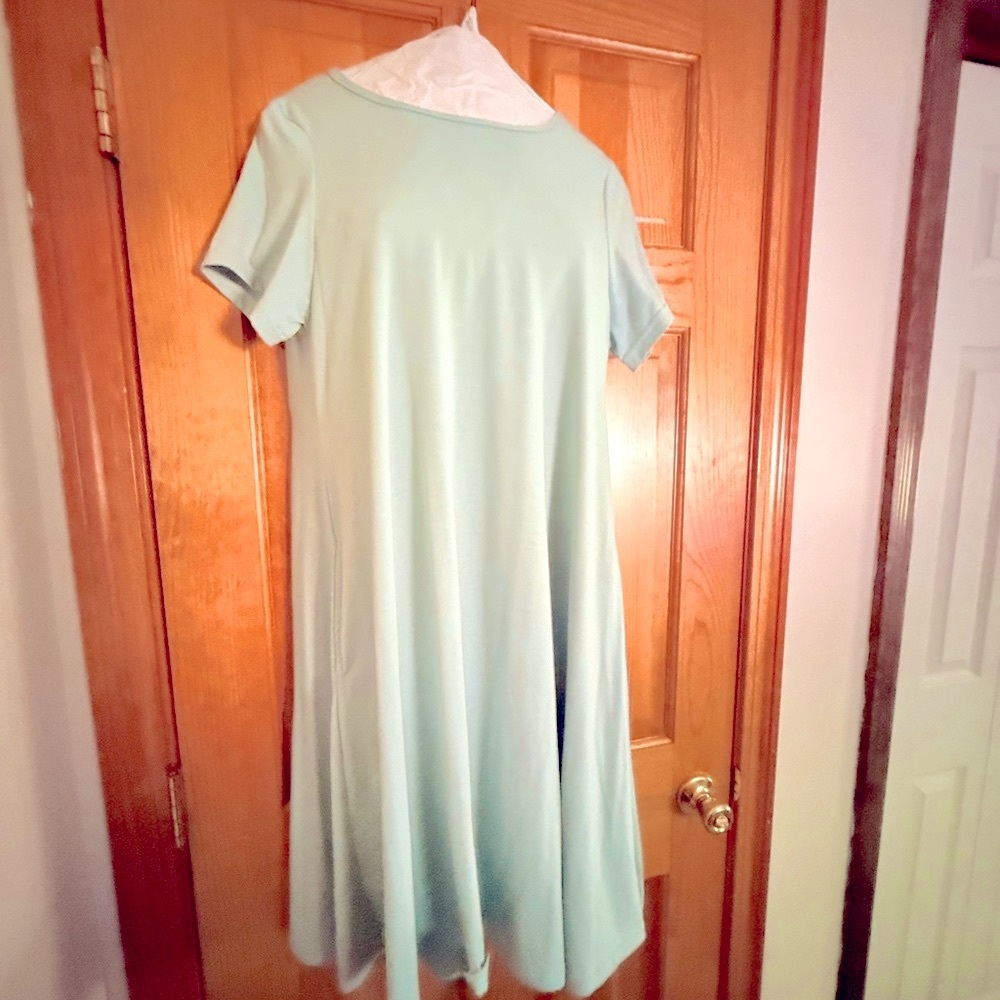 LuLaRoe Green A-Line Midi Dress Casual Short Sleeve